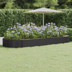 Greatstore antracitszürke porszórt acél kerti ültetőláda 373 x 140 x 36 cm
