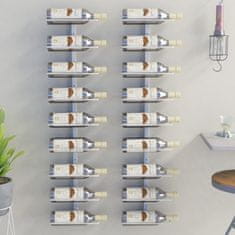 Greatstore 2 db fehér vas falra szerelhető bortartó állvány 9 palacknak