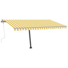 Vidaxl sárga és fehér kézzel kihúzható LED-es napellenző 450 x 350 cm 3069843