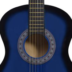 Vidaxl kék klasszikus gitár kezdőknek és gyerekeknek 3/4 36" 70116