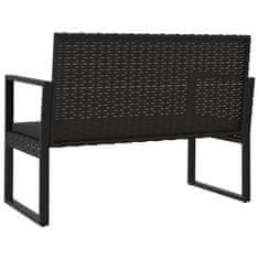 Greatstore fekete polyrattan kerti pad párnákkal 106 cm