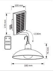 Polux Napelemes kerti lámpa LED reflektor 6000K Hideg fehér IP44 alkony érzékelő + TÁVIRÁNYÍTÓ