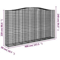 Greatstore 3 db íves horganyzott vas gabion kosár 400x50x220/240 cm