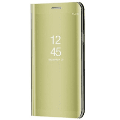 TokShop Samsung Galaxy A14 4G / A14 5G SM-A145F / A146B, Oldalra nyíló tok, hívás mutatóval, Smart View Cover, arany (utángyártott) (130462)