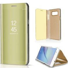 TokShop Samsung Galaxy A14 4G / A14 5G SM-A145F / A146B, Oldalra nyíló tok, hívás mutatóval, Smart View Cover, arany (utángyártott) (130462)