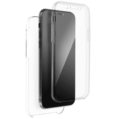 TokShop Apple iPhone 14 Plus, Szilikon tok, előlapi, és műanyag hátlapi védelem, 360 Full Cover, átlátszó (125393)