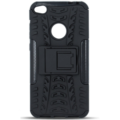 TokShop Apple iPhone 13 Pro, Műanyag hátlap védőtok, Defender, kitámasztóval és szilikon belsővel, autógumi minta, fekete (106290)