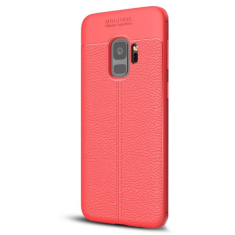 TokShop Huawei Honor 7X, TPU szilikon tok, bőrhatású, varrásminta, piros (66369)