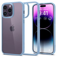 Spigen Apple iPhone 14 Pro Max, Műanyag hátlap védőtok + szilikon keret, Ultra Hybrid, átlátszó/kék (125622)