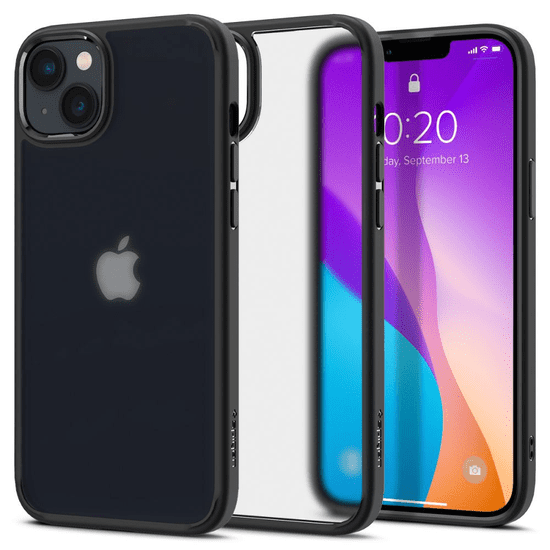Spigen Apple iPhone 14, Műanyag hátlap védőtok + szilikon keret, Ultra Hybrid Matte, áttetsző/fekete (125645)