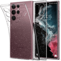 Spigen Samsung Galaxy S22 Ultra 5G SM-S908, Szilikon tok, Liquid Crystal Glitter, átlátszó (111671)