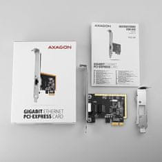 AXAGON PCEE-GRF, PCIe hálózati kártya - 1x Gigabit Ethernet port (RJ-45), Realtek 8111F, incl. LP