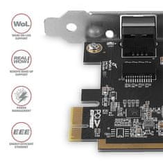 AXAGON PCEE-GRF, PCIe hálózati kártya - 1x Gigabit Ethernet port (RJ-45), Realtek 8111F, incl. LP