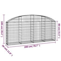 Greatstore íves horganyzott vas gabion kosár 200x30x80/100 cm