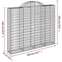 Greatstore 3 db íves horganyzott vas gabion kosár 200x30x160/180 cm