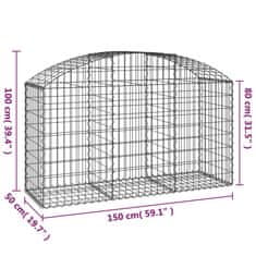 Greatstore íves horganyzott vas gabion kosár 150x50x80/100 cm