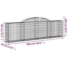 Greatstore 5 db íves horganyzott vas gabion kosár 300x30x80/100 cm