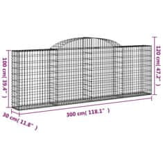 shumee 12 db íves horganyzott vas gabion kosár 300 x 30 x 100/120 cm