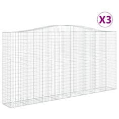 Greatstore 3 db íves horganyzott vas gabion kosár 400x50x200/220 cm