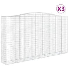 Greatstore 3 db íves horganyzott vas gabion kosár 400x50x220/240 cm