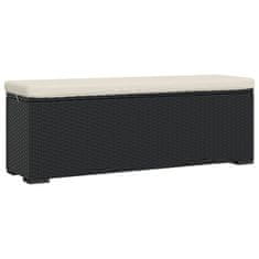 shumee fekete polyrattan zsámolypad párnával 110 x 30 x 40 cm