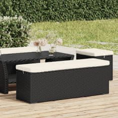 shumee fekete polyrattan zsámolypad párnával 110 x 30 x 40 cm