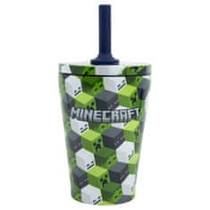 Stor Rozsdamentes acél termo pohár szilikon szívószállal MINECRAFT, 360ml, 40498