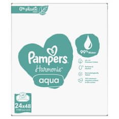 Pampers Harmonie Aqua műanyagmentes nedves törlőkendő 24 x 48 db