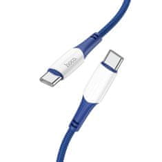 TKG Kábel: HOCO X70 - Type-C / Type-C (USB-C) kék/fehér szövet gyorstöltő kábel 1m, 3A