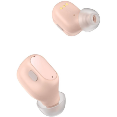 Bluetooth sztereó fülhallgató, v5.0, TWS, töltőtok, zajszűrővel, LED-es kijelző, Baseus Encok WM01 Plus, rózsaszín