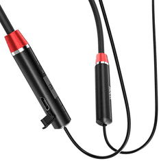 Bluetooth sztereó fülhallgató, v5.0, sportoláshoz, mikrofon, funkció gomb, Hoco ES53 Coolway, fekete/piros