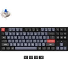 Keychron K8 Pro vezeték nélküli angol gaming Hot-swap Gateron G Pro Blue mechanikus billentyűzet fekete (K8P-J2-UK) (K8P-J2-UK)