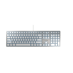 Cherry KC 6000 Slim billentyűzet USB AZERTY Francia Ezüst, Fehér (JK-1600FR-1)