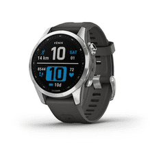 Garmin Fenix 7S okosóra ezüst, grafit színű szilikon szíjjal (010-02539-01) (010-02539-01)