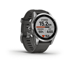 Garmin Fenix 7S okosóra ezüst, grafit színű szilikon szíjjal (010-02539-01) (010-02539-01)