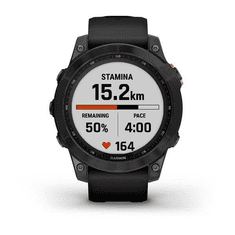 Garmin Fenix 7 Solar okosóra Palaszürke, fekete színű szilikon szíjjal (010-02540-11)