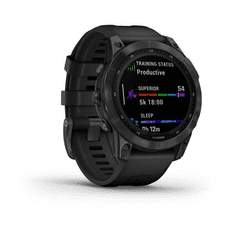 Garmin Fenix 7 Solar okosóra Palaszürke, fekete színű szilikon szíjjal (010-02540-11)