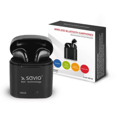 SAVIO TWS-02 vezeték nélküli Bluetooth fülhallgató fekete (TWS-02)