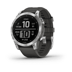 Garmin Fenix 7 okosóra ezüst, grafit színű szilikon szíjjal (010-02540-01) (010-02540-01)