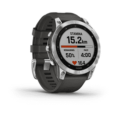 Garmin Fenix 7 okosóra ezüst, grafit színű szilikon szíjjal (010-02540-01) (010-02540-01)