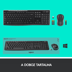 Logitech Wireless Desktop MK270 vezeték nélküli angol billentyűzet UK + egér (920-004523) (920-004523)