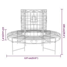 Vidaxl fekete acél kör alakú fa körüli pad Ø137 cm 318822