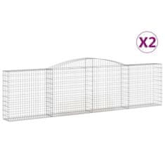 Greatstore 2 db íves horganyzott vas gabion kosár 400x30x100/120 cm