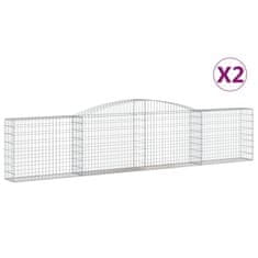 Greatstore 2 db íves horganyzott vas gabion kosár 400x30x80/100 cm