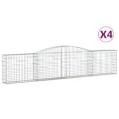 Greatstore 4 db íves horganyzott vas gabion kosár 400x30x80/100 cm