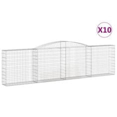 Greatstore 10 db íves horganyzott vas gabion kosár 400x30x100/120 cm