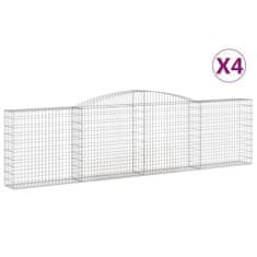 Greatstore 4 db íves horganyzott vas gabion kosár 400x30x100/120 cm