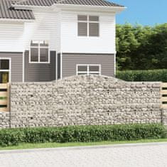 Greatstore 4 db íves horganyzott vas gabion kosár 400x30x140/160 cm