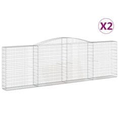 Greatstore 2 db íves horganyzott vas gabion kosár 400x30x120/140 cm