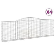 Greatstore 4 db íves horganyzott vas gabion kosár 400x30x120/140 cm